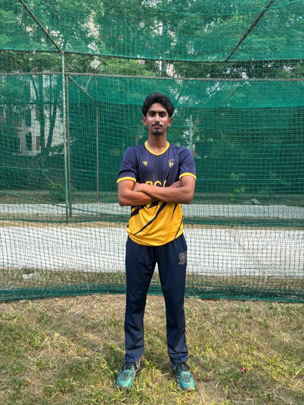 Cricket player at practice nets