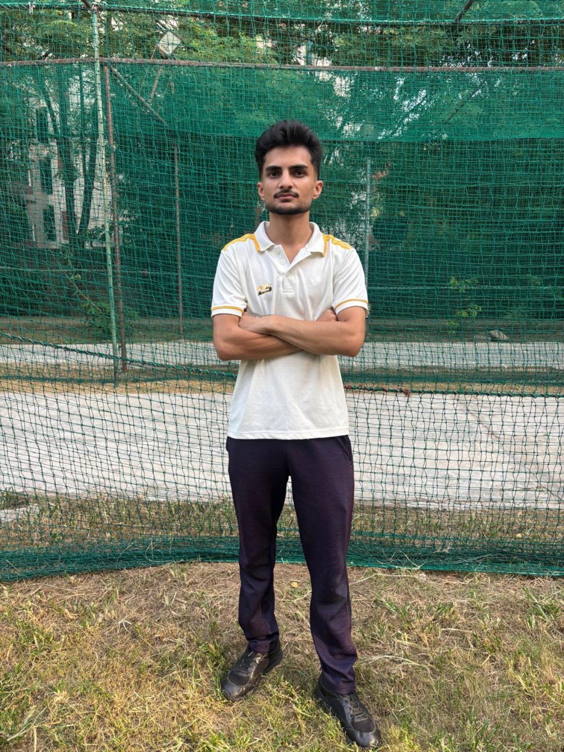 Cricketer at practice nets