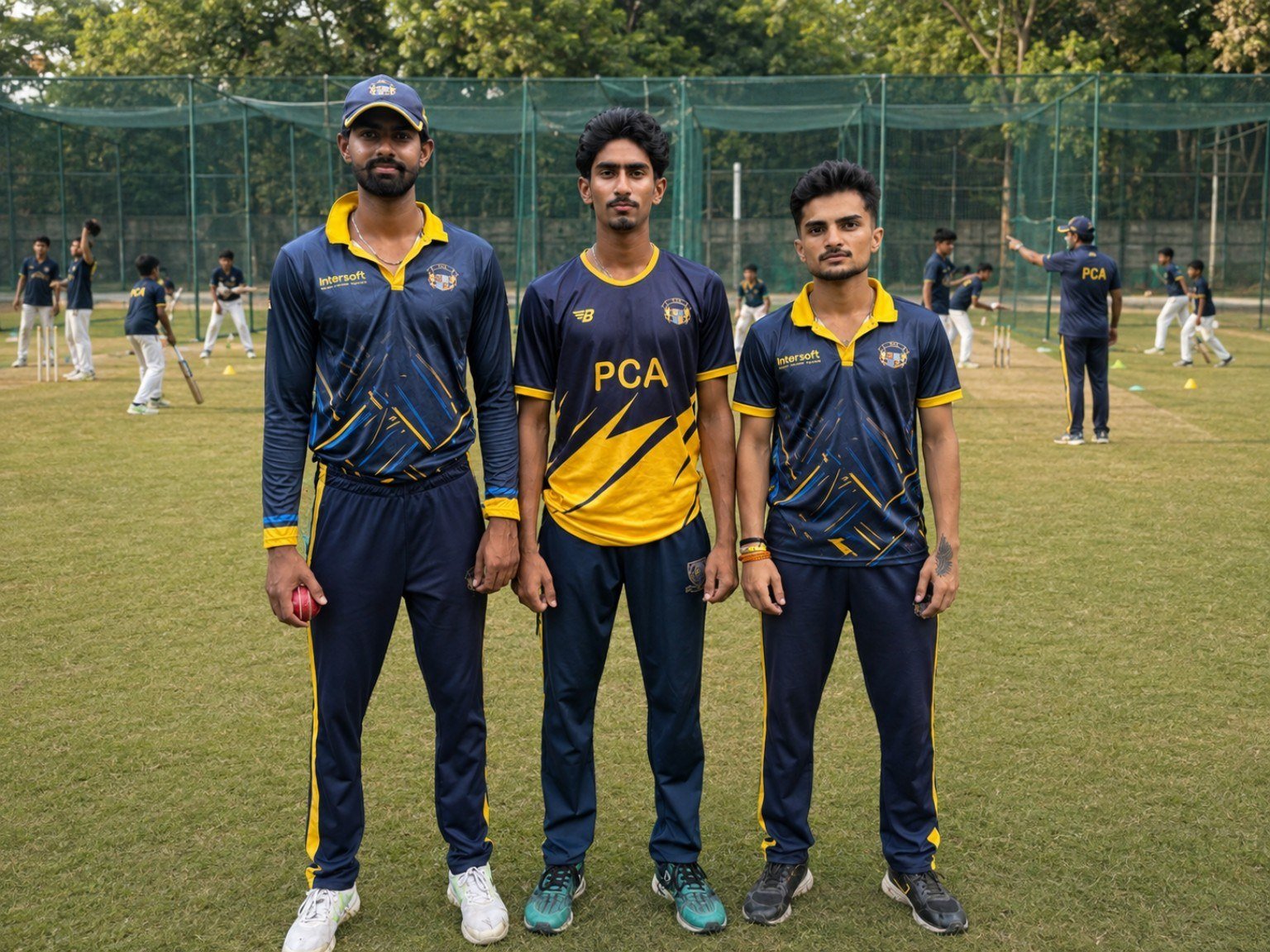 Cricket players training together